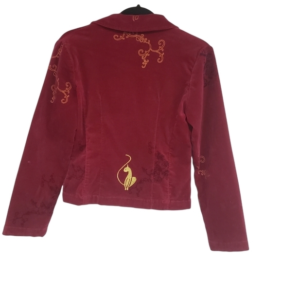 Baby Phat Girlz Burgundy Velvety Embroidery Blazer Jacket Size Large - Picture 2 of 14